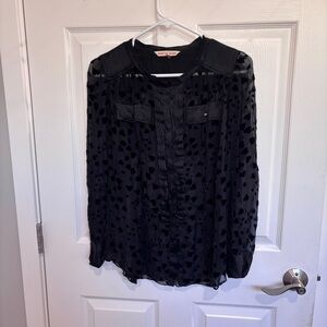 Rebecca Taylor Black Sheer Heart Top | Size 4